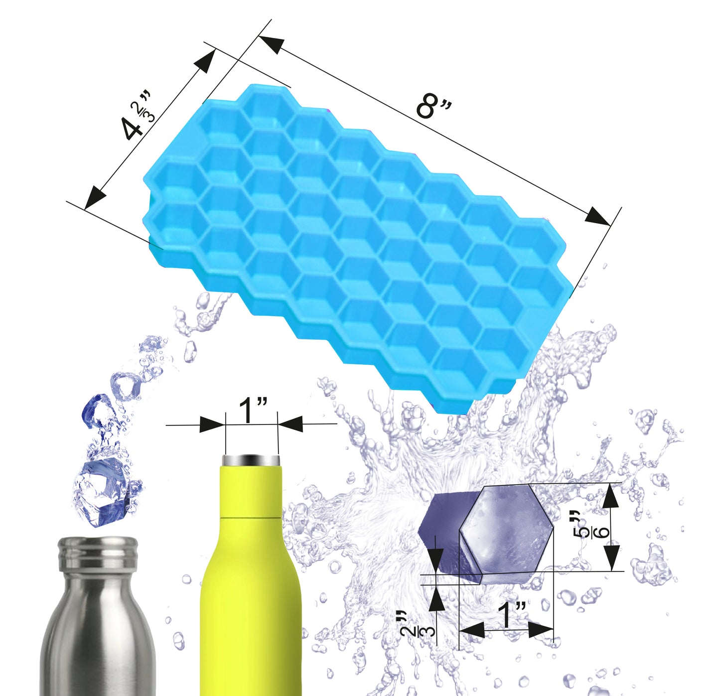 Silicone Ice Cube Tray Set with Lids 2 Pack by ClearFinn Honeycomb Shaped Flexible Ice Trays BPA Free Silicone Ice Tray Molds with Removable Lid Create 74 Ice Cubes for Chilled Drinks