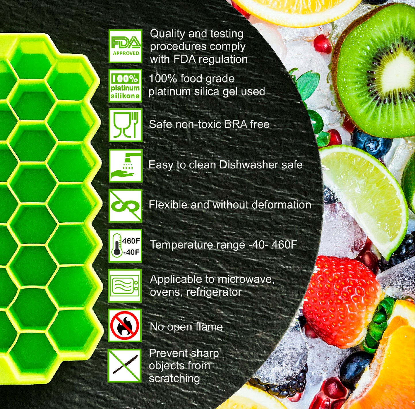 Silicone Ice Cube Tray Set with Lids 2 Pack by ClearFinn Honeycomb Shaped Flexible Ice Trays BPA Free Silicone Ice Tray Molds with Removable Lid Create 74 Ice Cubes for Chilled Drinks