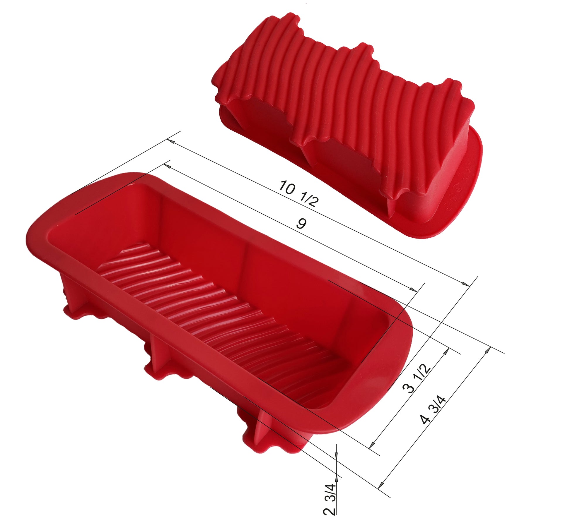 Nonstick Premium Silicone Loaf and Bread Pan Set of 2 Red and